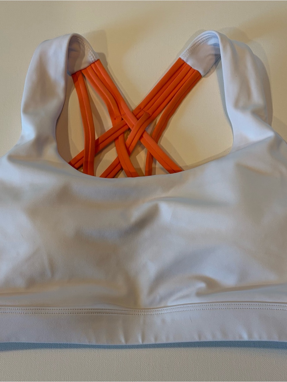 Wild South White Sports Bra with Orange Strappy Back - Versatile Support